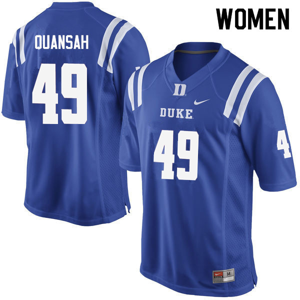 Women #49 Koby Quansah Duke Blue Devils College Football Jerseys Sale-Blue